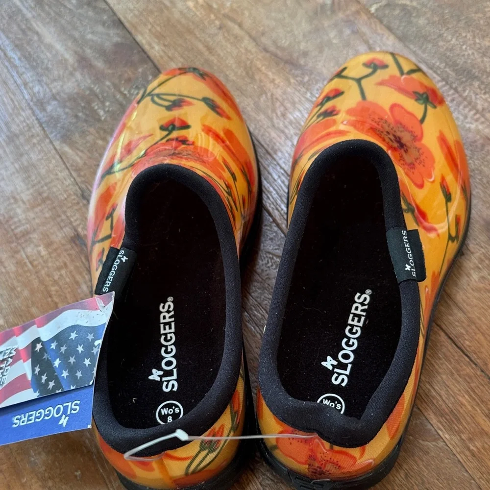 Sloggers Orange Floral Women's Rain Boots size 8 - Picture 8 of 12